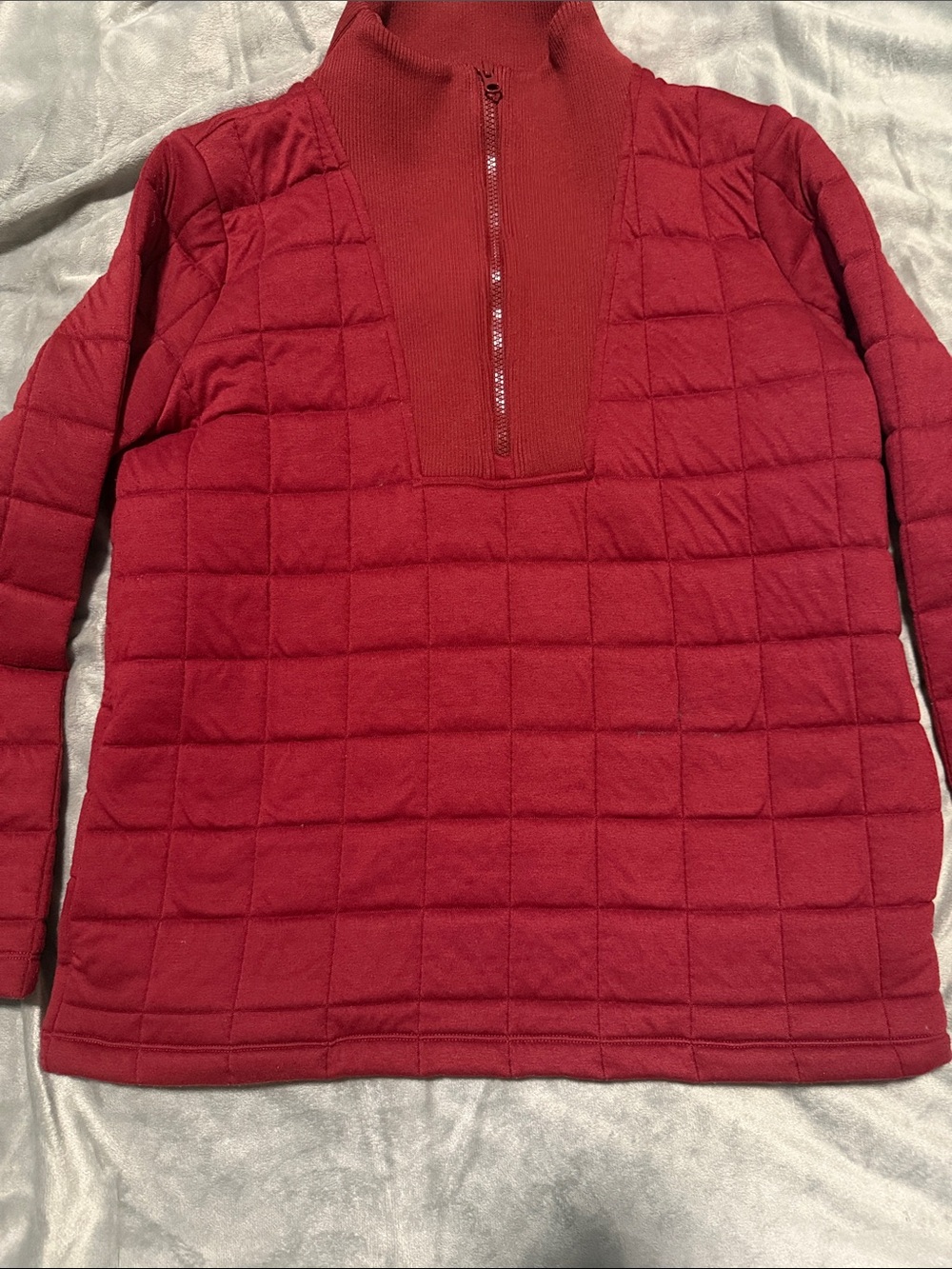 GAP Cranberry Red Quilted Half-Zip Pullover